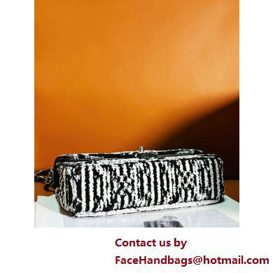 Chanel Sequins  &  Silver-Tone Metal Small Flap Bag AS4561 Black  &  White 2025